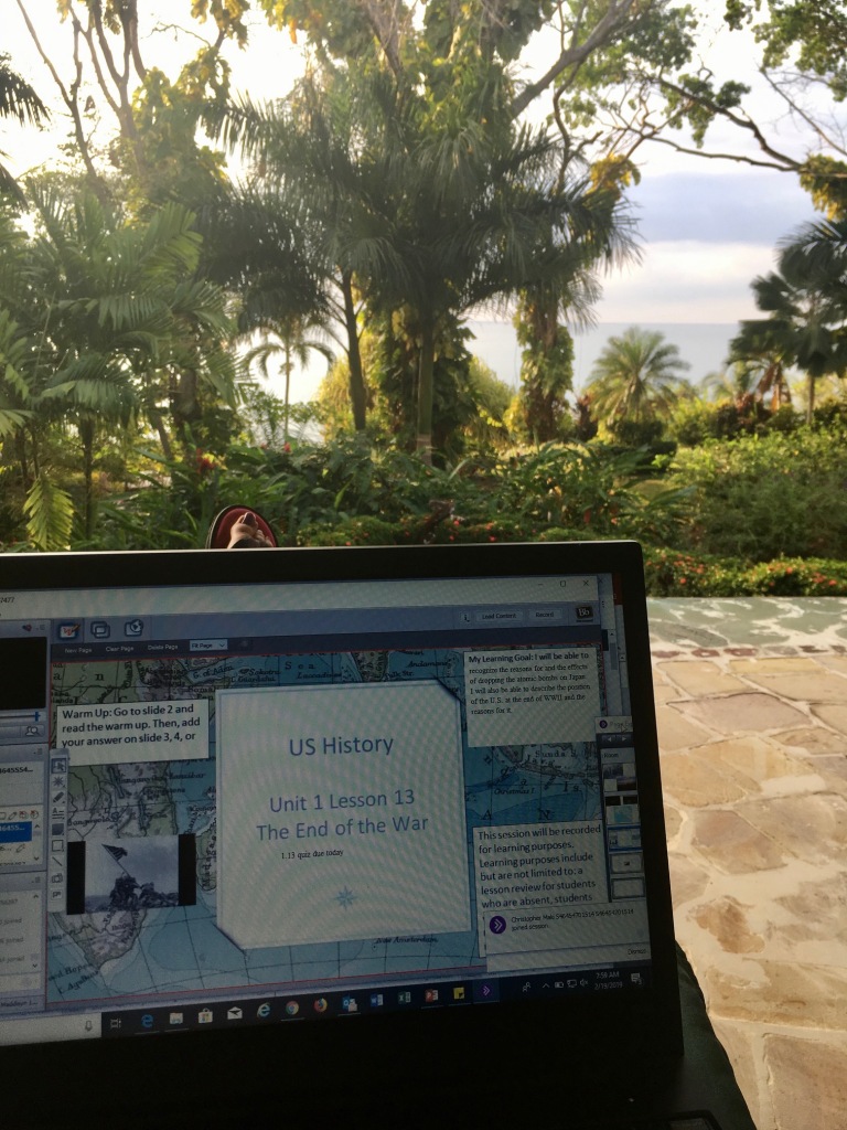 Teaching online from the rainforest in Costa Rica.